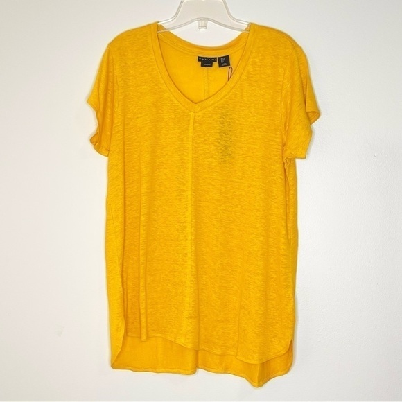NEW Tahari Yellow Mustard Linen Top US S - Picture 3 of 7